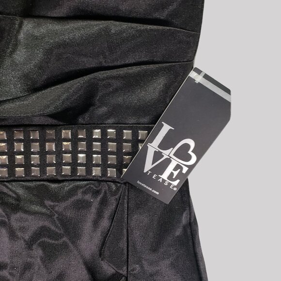 Love Tease Black Strapless Mini Dress With Studded Waistband Size 7 - Picture 5 of 10